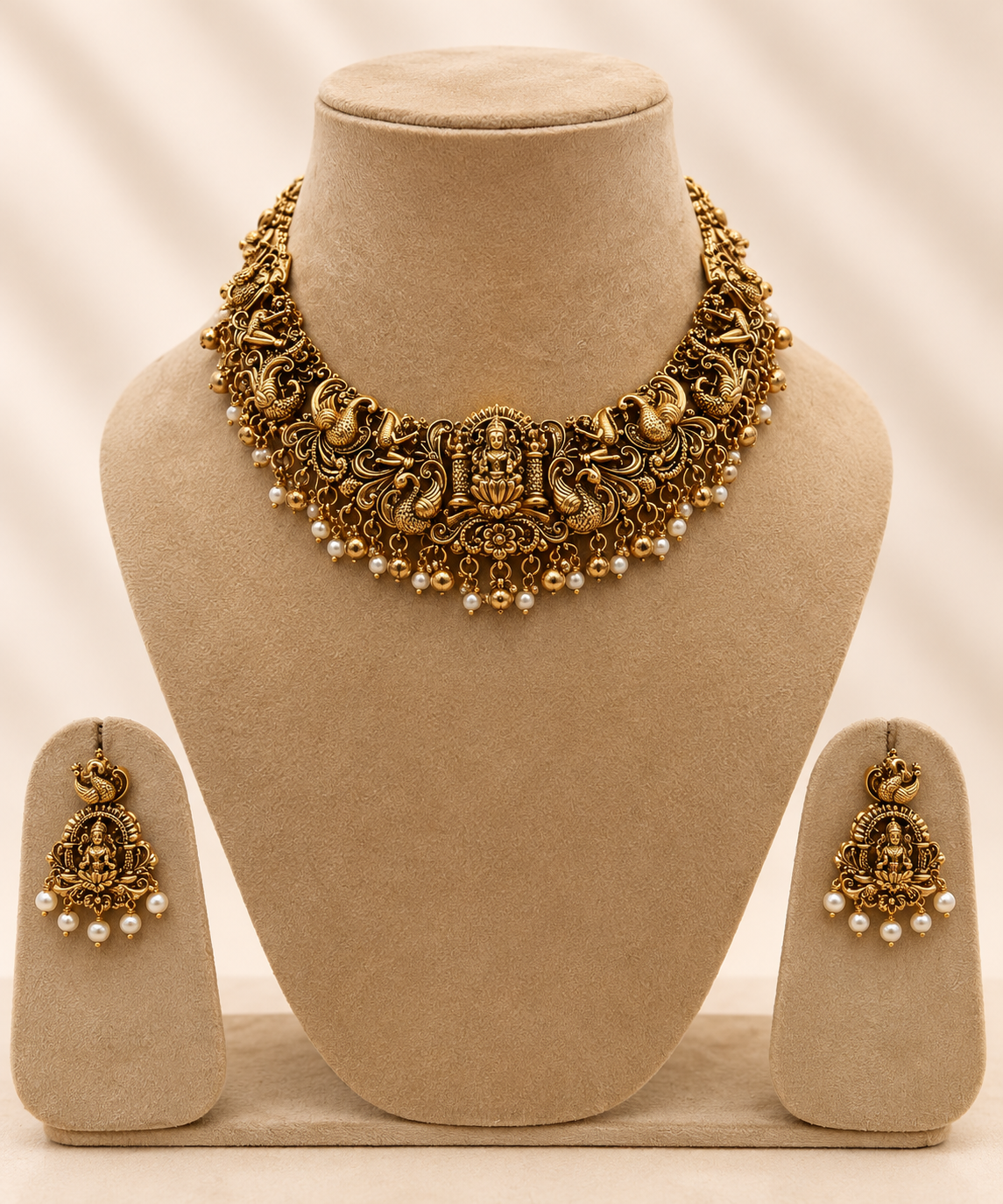 Peacock Lakshmi Temple Necklace