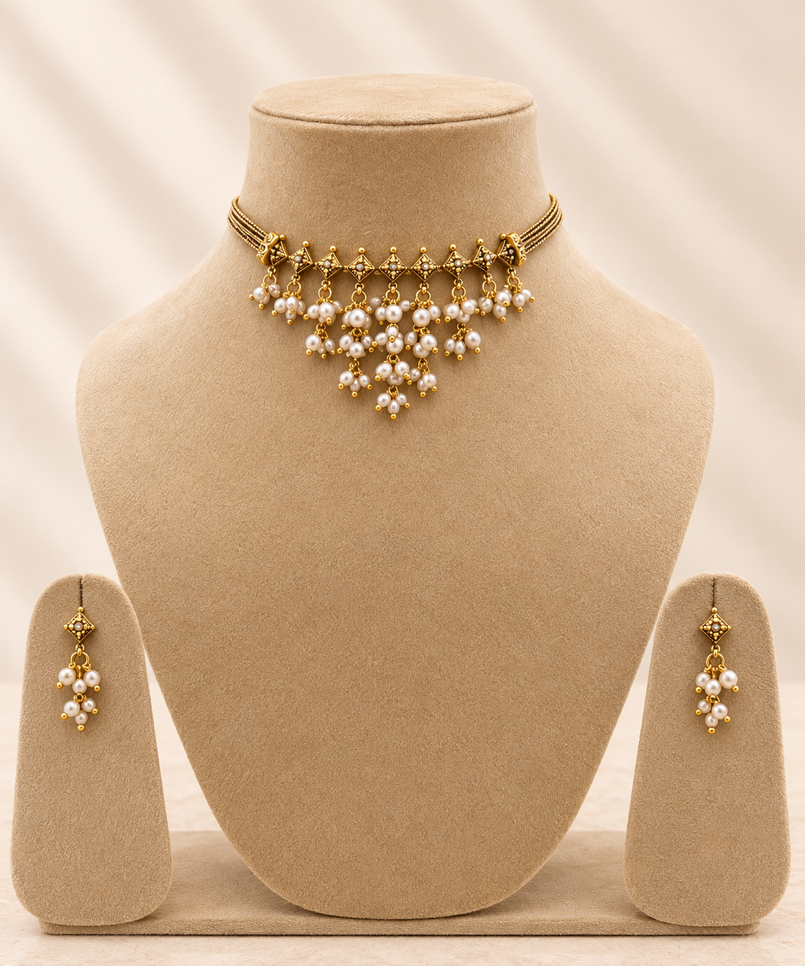 Rice Pearl Cascade Choker