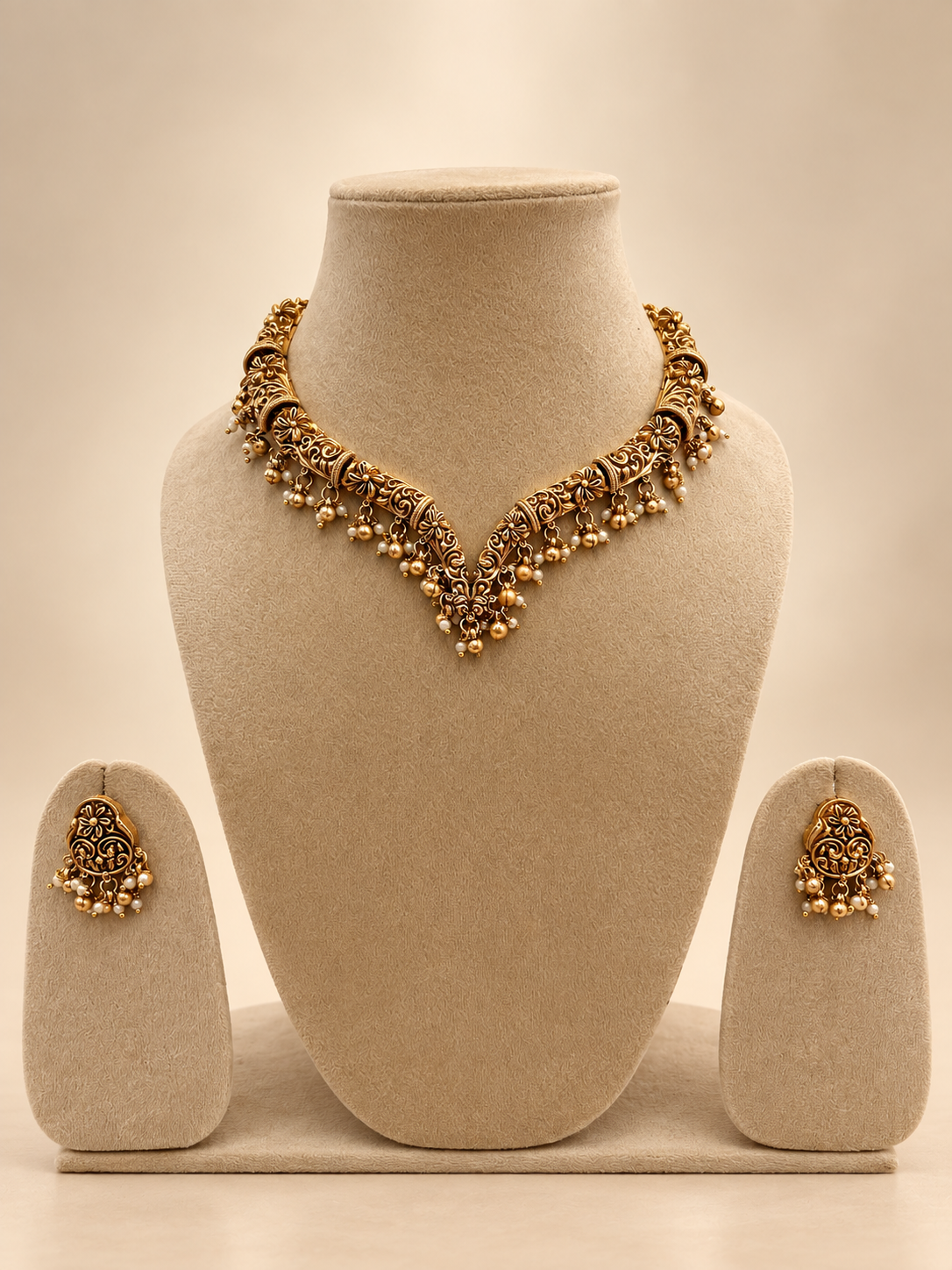 Antique Floral Filigree Necklace Set