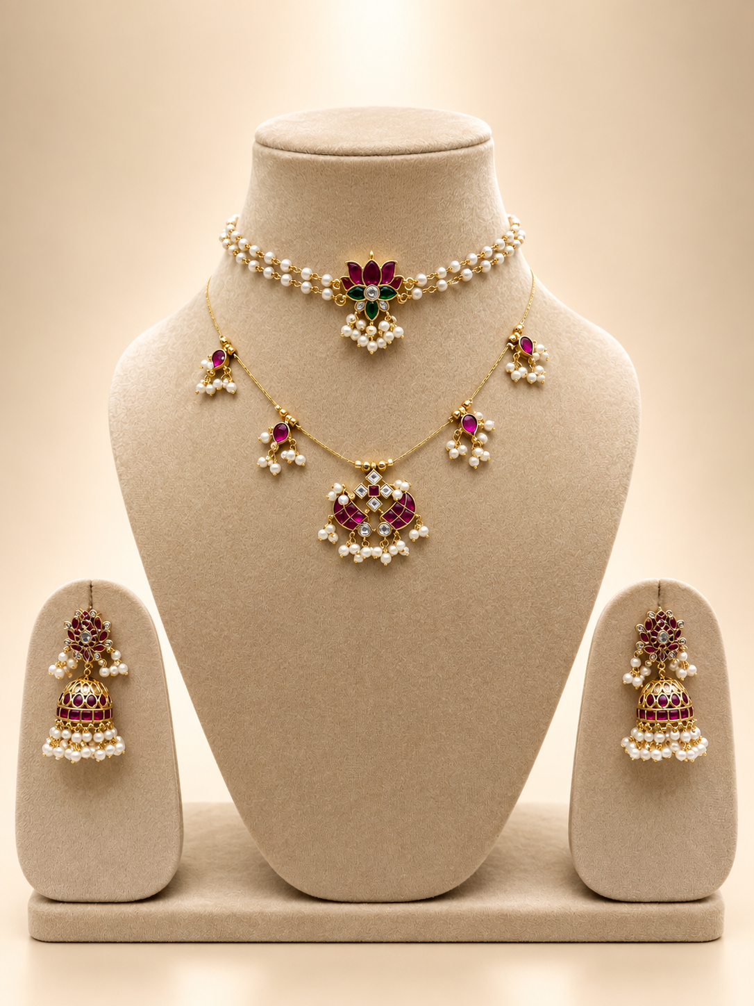 Ruby Lotus Choker Set