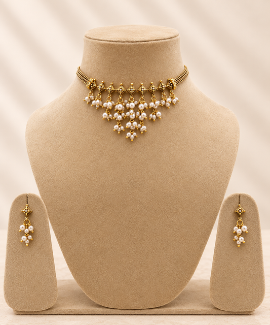 Rice Pearl Cascade Choker