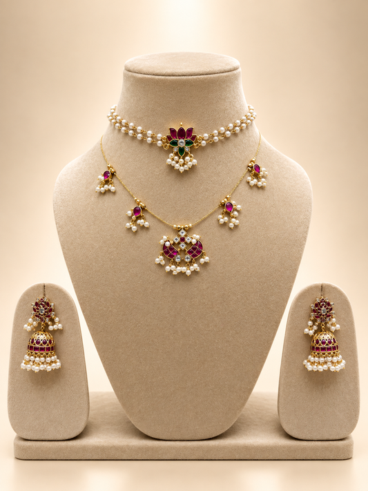 Ruby Lotus Choker Set