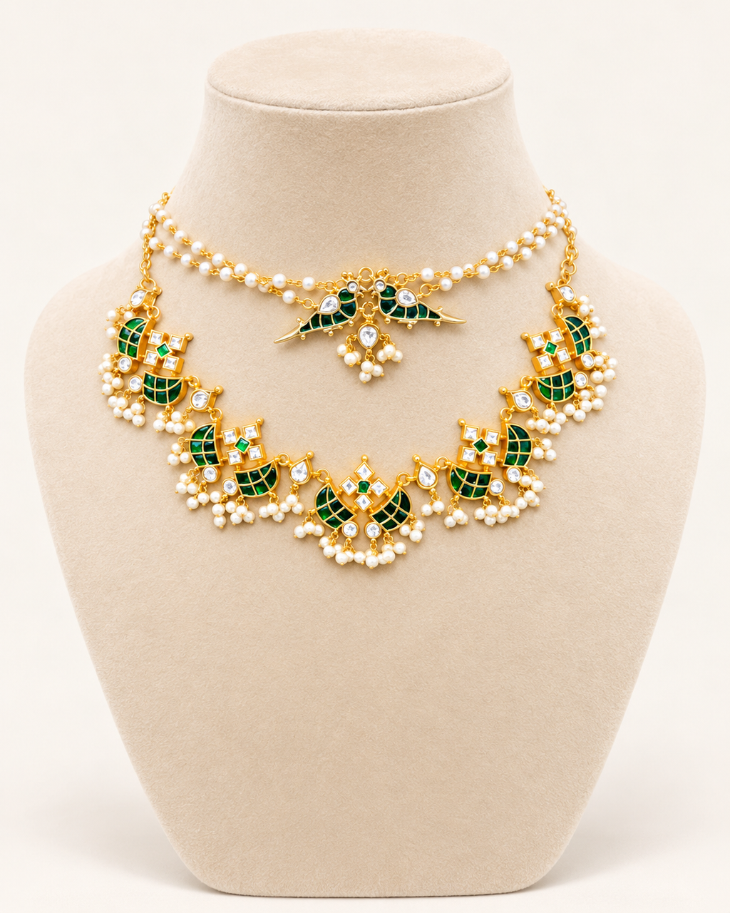 Verdelle Bird-Motif Ensemble — Green