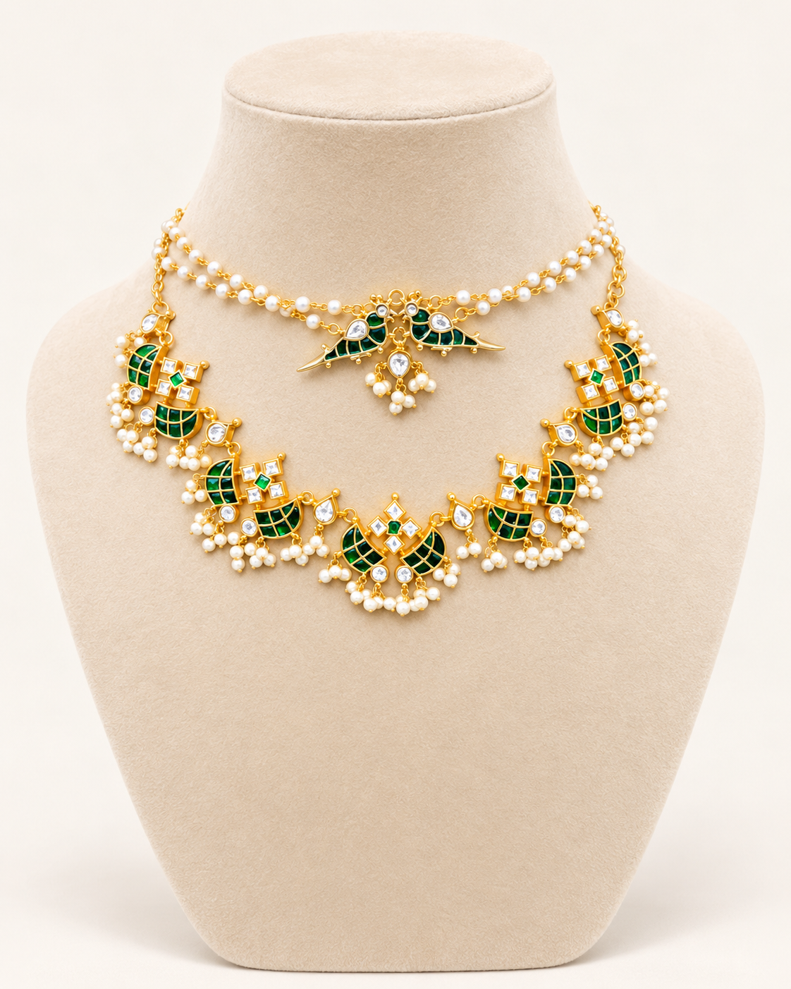 Verdelle Bird-Motif Ensemble — Green