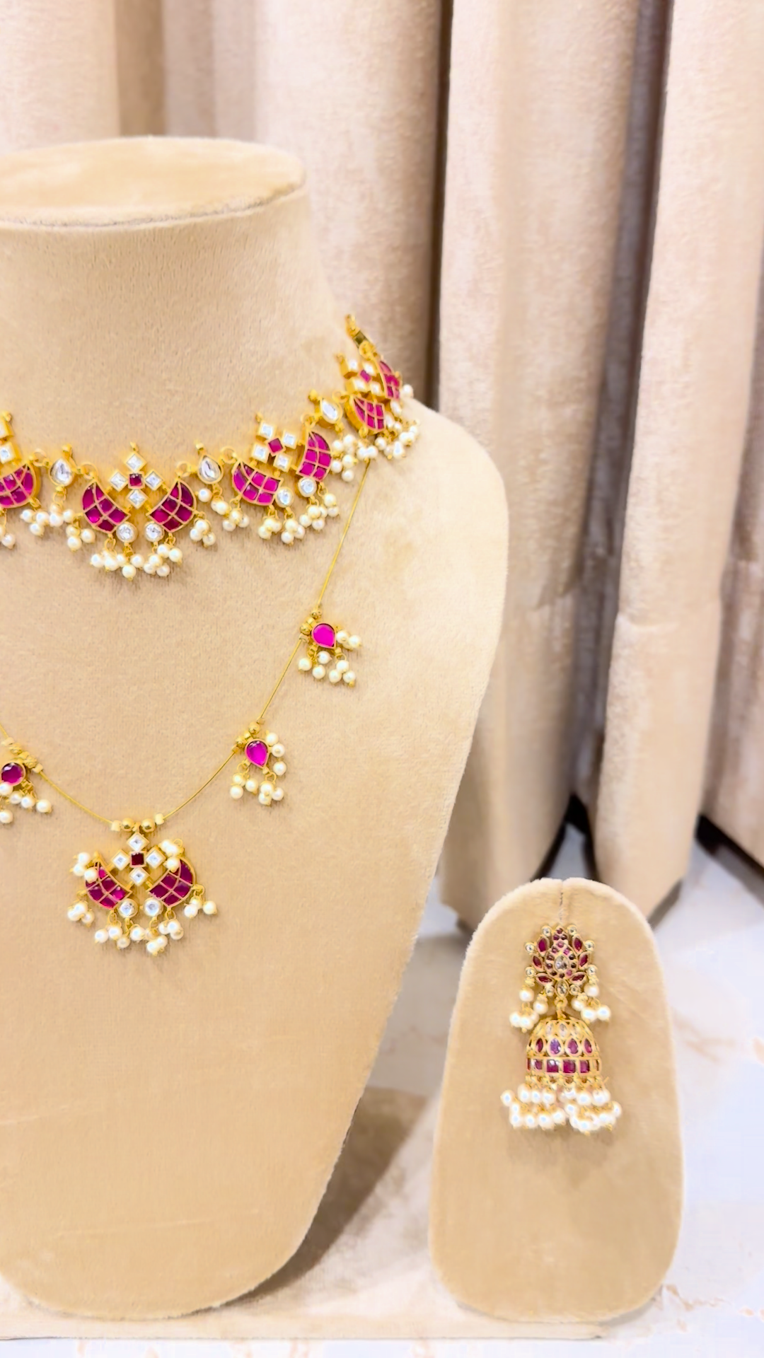Roselle Layered Pendant Ensemble — Pink
